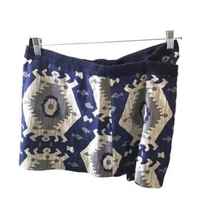 Zara Basic Blue Ikat Print Mini Skirt | Lined